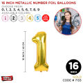 Number Foil Balloon 16" Inch Customise Metallic Gold, Silver, Black 0 1 2 3 4 5 6 7 8 9 Balloons, Aluminum Hanging Date Year Age Foil Film Baloon for Wedding, Birthday Party Decoration, Farewell, Happy New Year, Anniversary Banner Air Ballon Theme Set. 