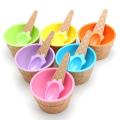 4 Pcs Kids Ice Cream Bowl Spoon Cup Children Plastic Bowl. 