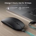 Wireless Mouse Slim Rechargeable Silent Bluetooth-compatible Mouse Two Mode Computer Mice (BT 5.1 + 2.4G) for Laptop Desktop. 