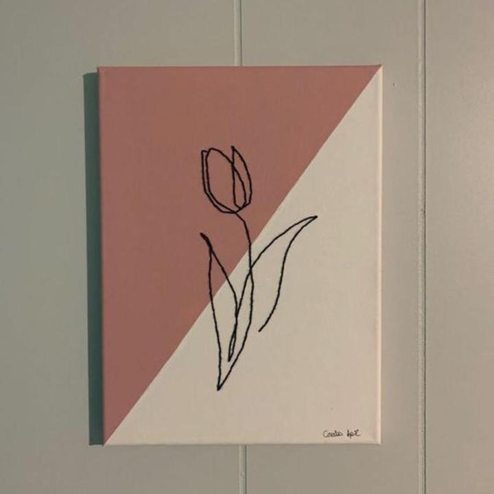Half n Half Acrylic Painting on canvas with Custom Embroiderd outline for Wall Decor  Availble in All Colors Sizes (Small, Medium, Large)