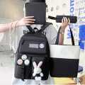 Girls Stylish Canvas Kawaii Backpack with Pin and Accessories | Cute Aesthetic Backpack | Cute Kawaii Backpack For School bag | College bag for Girls | University Backpacks for girls. 