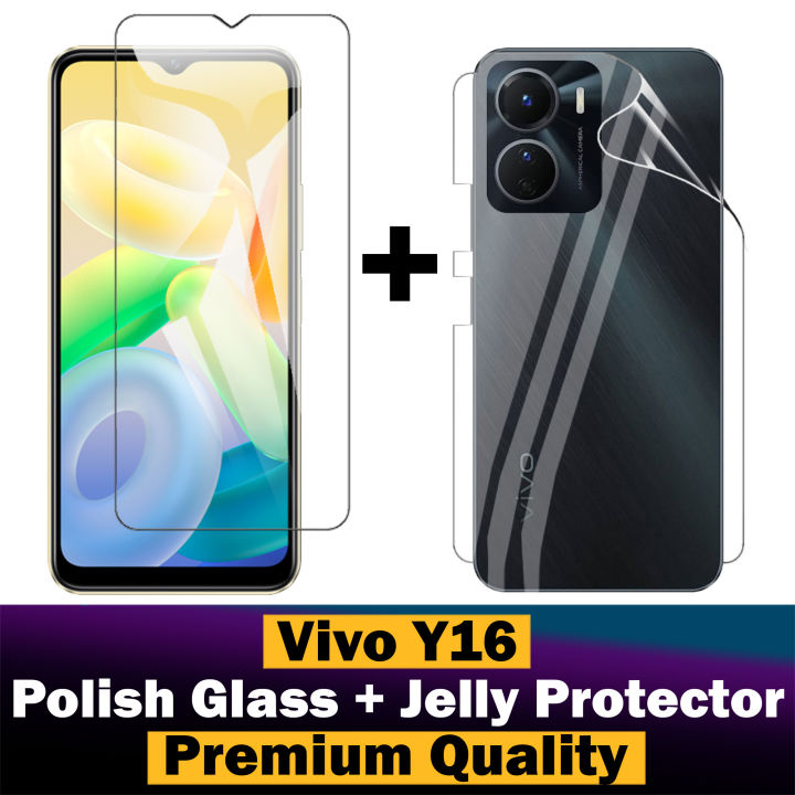 Vivo Y16 Glass Protector Polish Screen Tempered + Back Protector Transparent Hydrogel Soft Film jell Protection For Vivo Y16