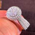 Trendy Exquisite Diamond Ring Artificial Super Flash Diamond Copper Ring for Women Hot Sale Micro-Inlaid Full Diamond Hand Jewelry. 
