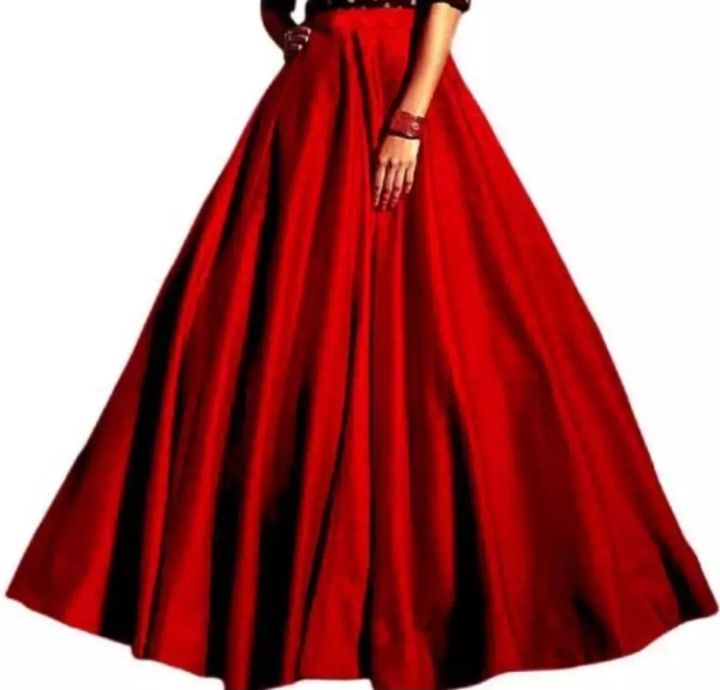 Women's%20Satin%20Silk%20Skirt%20Red%20-%20Image%202