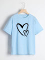 T Shirt for Women Summer collection Heart Printed stylish round neck half sleeves T shirt. 