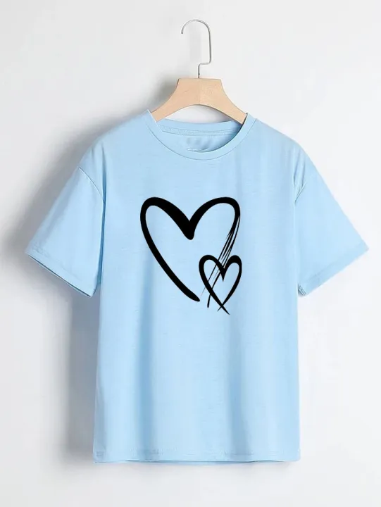 T%20Shirt%20for%20Women%20Summer%20collection%20Heart%20Printed%20stylish%20round%20neck%20half%20sleeves%20T%20shirt%20-%20Image%208