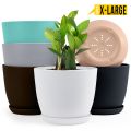 Fast Forward Extra Large Plant Pots: Modern Decorative Plastic Planters with Drainage Holes and Saucers - Ideal for Indoor & Outdoor Gardens, Amazing Multicolor Sets for Your House Plants. 