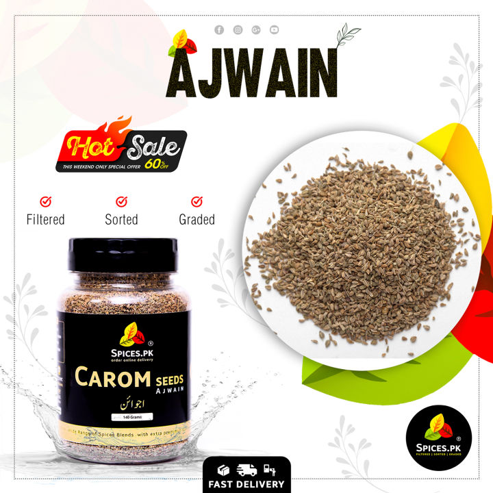 Premium Carom Seeds (Ajwain) 140g – 100% Pure & Bold Ajowan Caraway – Traditional Aromatic Spice for Cooking
