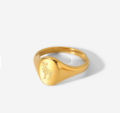 Stylish 18K gold-plated waterproof stainless steel ZODIAC12 Astrology Ladies & Men Gold Seal ring. 