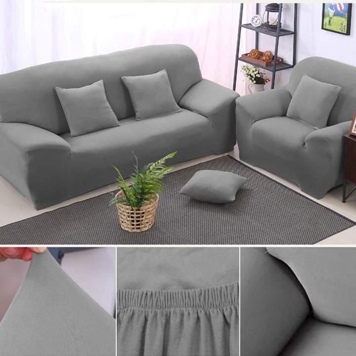 Product details of Sofa Cover Seater (3+2+1+1) Stretchable Seater Sofa  Covers Set Elastic Fitted Solid Color Jersey Cover Jumbo Size Comfortable 