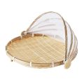 Hand-Woven Food Tent Basket Tray Fruit Vegetable Bread Storage Basket Simple Atmosphere Outdoor Picnic Mesh Net Cover. 