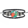 Leather Woven Chainsaw Men Bracelets Adjustable Charm Pochita Bracelet Cord, Metal Accents For Chainsaw Men Fans. 