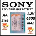 Pack of 2 - 100% Original Sony Japan Cycle Energy Rechargeable Cell Rechargeable Battery 1.2V 4600 mAh AA Size Double A. 
