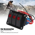 3 Gang Switch Board, Light Weight PP DC12V 24V IP65 3 Gang Switch Panel for Boat for Car. 