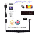 Head extension cable Electric male to Ty cable Micro stretch coil suitable for gaming keyboard USB-C keyboard and mouse cable USB pe-C mother source data. 