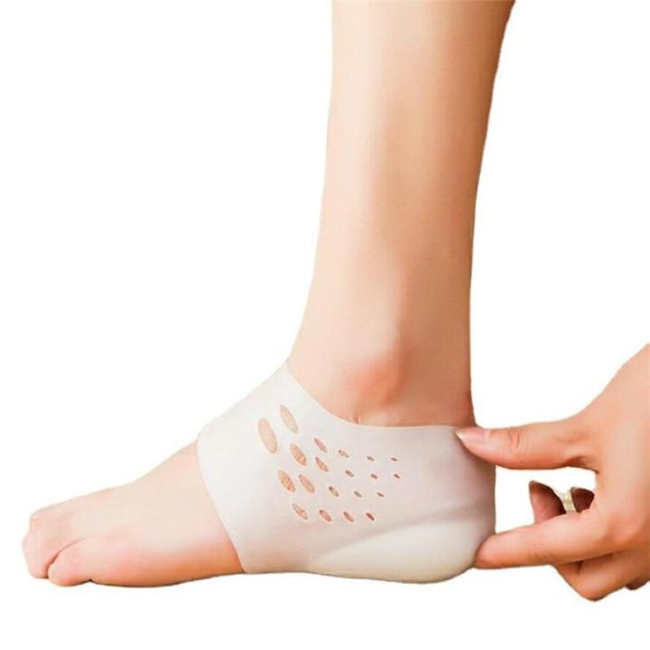 【HOT】 Unisex Invisible Height Increase Silicone Socks Gel Heel Pads Heel Cushion Soles Insole Foot Massage Orthopedic Arch Support