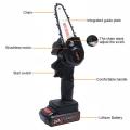 24V Rechargeable MINI Electric Cordless Chainsaw – Imported Branch Tree Wood Cutting Universal 4” Chain Saw - Battery-Powered household – DIY one handed Home garden logging - mini electric chain saw machine. 