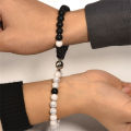 2Pcs Magnetic Crown Couples Bracelets Natural Stone Beads Bracelet Matching Bracelets for Lovers Valentine's Day Gift. 