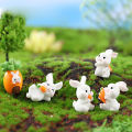 Cute Rabbit Mini Resin Bunnies Miniature Figures 3D Little White Rabbit Ornament Micro Landscape Dollhouse Decoration Diy Crafts. 
