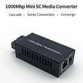 2 PCS Gigabit 100/1000M A/B SC Ethernet Fiber Switch Media Converter Rj45 Optic Transceiver Black Plastic+Metal. 