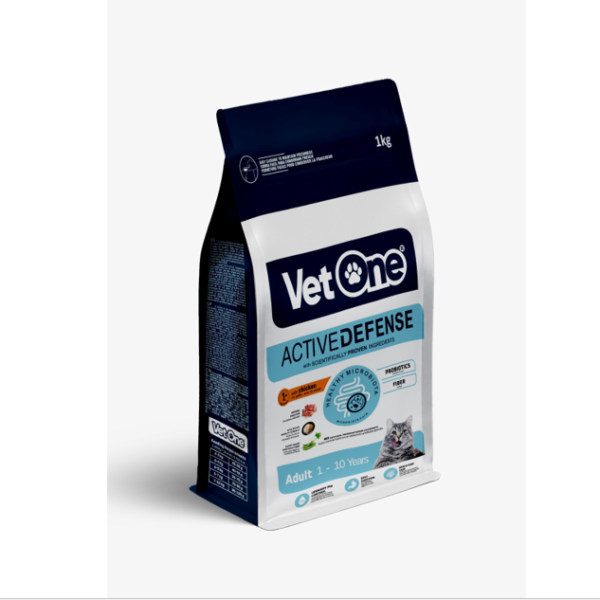 Vetone - Active Defense Recipe - Regular Cat Food - Chicken Flavor - 1 Kg - Adult Cat Food - 1 to 7 Years