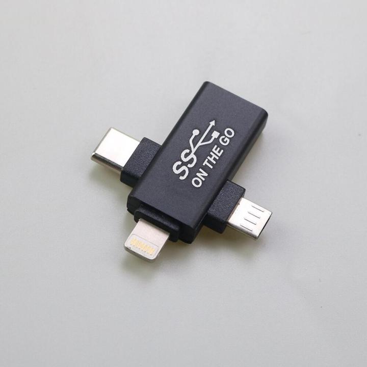 3 In 1 OTG Adapter Type C Micro USB Lightning 3.0 OTG Adapter USB 3.0 Data Transmit Converter For Tablet Hard Disk Drive Iphone