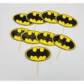 BATMAN THEME CUPCAKE TOPPERS YELLOW - PACK OF 10 CUPCAKE TOPPERS - BATMAN CUPCAKE TOPPERS. 