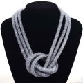 Miasol Fashion Handmade Rhinestone Necklaces WithTtiny Resin Crystal Necklace For Women Gifts Big Knot Crystal Necklaces N1428. 