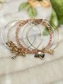 Luxury Metal Bangles Set with Tussles Twisted Designated – Gold, Rose Gold, Silver & Black Plated | Elegant & Durable Bracelets for Casual & Party Wear. 