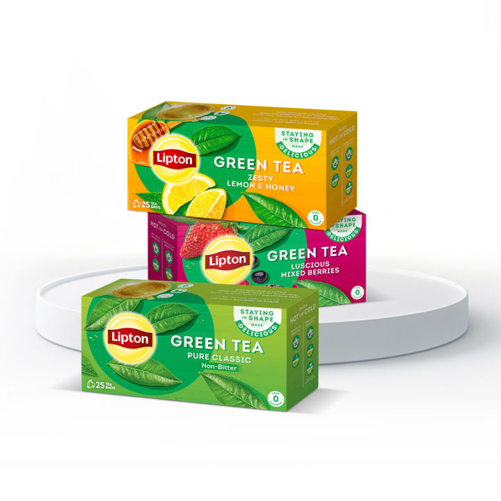 Lipton Green Tea Pack of 3 (Berries + Lemon & Honey + Classic)