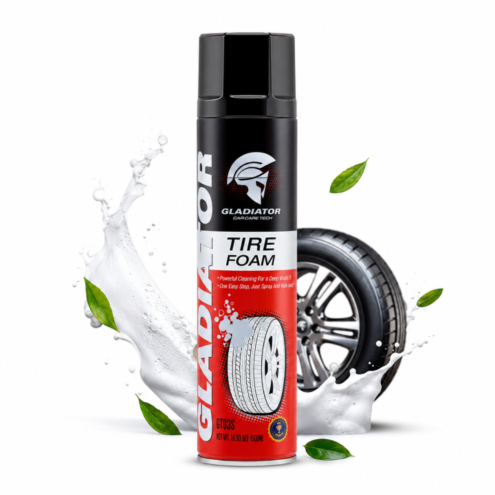 Gladiator Tire Foam Cleaner Spray 500ML | Instant Tire Shine & Deep Cleaning Foam for Cars & Bikes