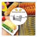 Manual Stainless Steel Dishwasher Safe Potato Chips Slicer Spiral Twister Vegetable Cutter-Silver. 