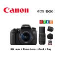 Canon 8000D Kit Lens + 75-300mm Zoom Lens + Card + Pouch. 