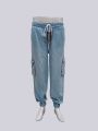 LMS Sky Blue Jogger Cargo Pants. 