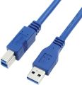 Bluwee USB 3.0 Cable - Type A-Male to Type B-Male - 1 Foot (0.3 Meters) - Round Blue. 