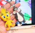Anime Looney Tunes Keychain Cartoon Bugs Bunny Daffy Duck Tweety Bird Figure Toys Model Silicone Pendant Jewelry Accessories. 