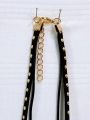 Fancy Black Leather String Layered Choker with Aesthetic Pendant. 