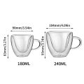 Heart Love Shape Glass Coffee Mug Cup Double Wall Drinking Tea Milk Juice Water Glasses Heat Resistant Drinkware Milk Gift Fengshi. 