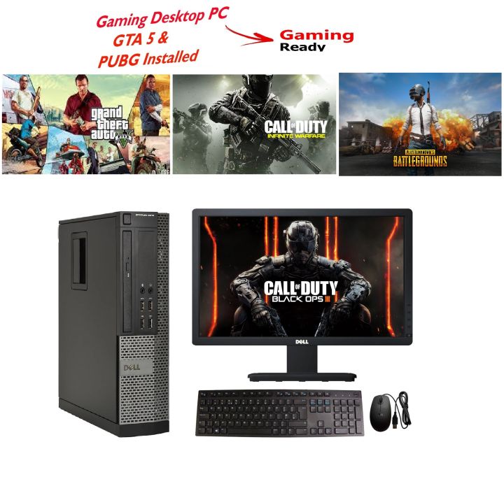 OptiPlex 9010 Desktop Gaming Pc Intel Core i5-3470 3.2GHz 3rd Generation 8GB 500GB Hard 23 Inch wide Screen LED free Keyboard Mouse -2GB Graphic card - GTA 5 & PUBG or Call Of Duty Games Installed