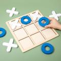 Tic Tac Toe Wooden Board Game-1 Pc Board- Circle & Cross Shape Blocks- X o S Game- Noughts and Crosses Game- Quality Board Game Party Favor Fun Indoor Brain Teaser Children's Puzzle Game. 