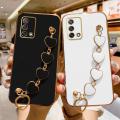 LECOMES for OPPO A95/OPPO F19 Back Cover with Love Heart Bracelet Luxury 6D Plating Frame Shiny Bling Camera Lens Protection Soft Silicone Phone Case Pouch for Girls Boys. 