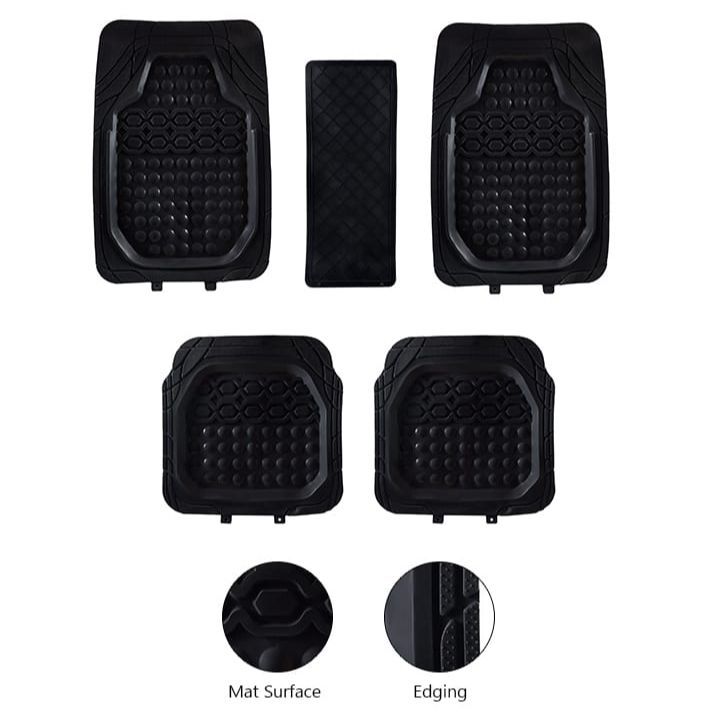 UNIVERSAL CARBON FIBER CAR FLOOR MAT 999 5PCS FITS FOR ALL CARS | Genuine Fitting Mat for All Cars | Anti Slip Car Floor Mats