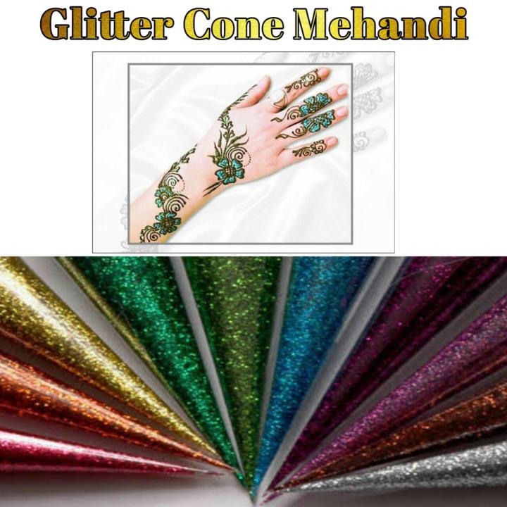 1 Glitter Mehndi cone available in different 8 colours