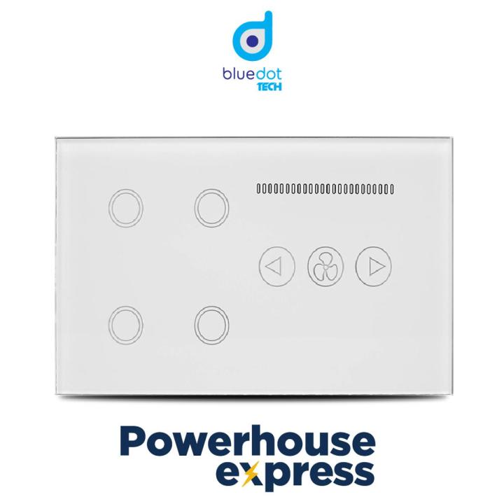 4 Gang Plus Fan Switch voice control & Google assistant device Smart Wi-Fi plug Switches, Smart Home WiFi Switch, 4 Gang Wi-Fi Fan Switch work with Alexa, Google Home, Smart Life App, Smart WiFi Fan Switch, Ceiling Fan Switch, Fan Smart Switch - Bluedot