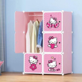 HELLO KITTY 6 Cubes Storage Cabinet & Wardrobe For Kids With Hanging Rod - BY VIRSA. 