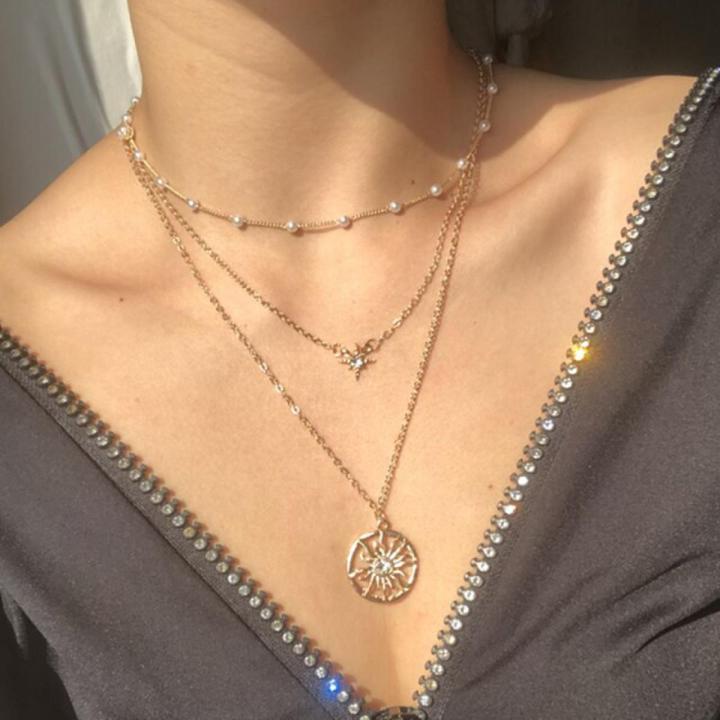 Zovoli Punk Multilayered Gold Chain Choker Necklace For Women Irregular Round Pendant Necklace Trend Jewelry
