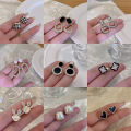 1Pair Korean Style Pearl Zircon Non-piercing Earrings Fashion Geometric Ear Clip GJCUTE. 