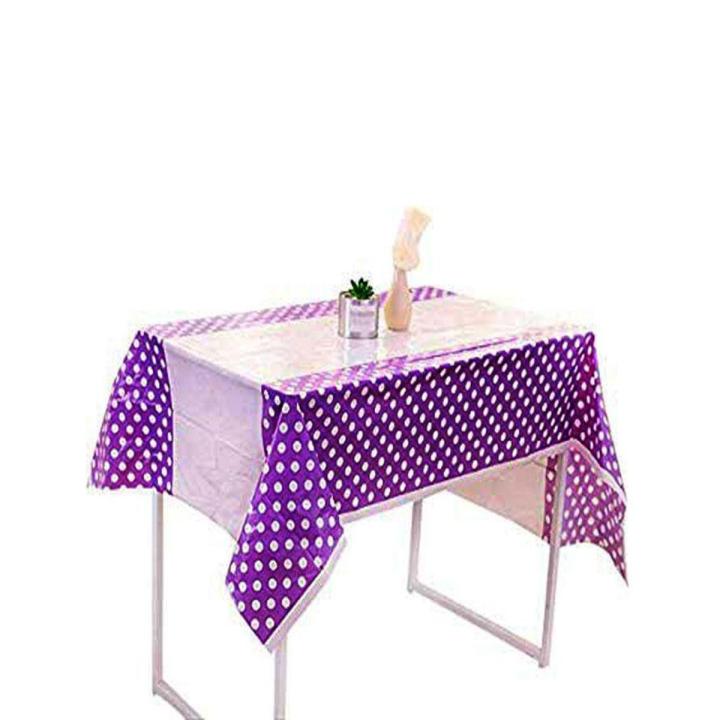 PURPLE POLKA DOT TABLE COVER ( 108 CM X 180 CM )