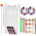 Monja 64Pcs/set Nail Set Nail Art Painting Brush Kit 5 Pcs Rhinetstone Dotting Picking Pen Nail Foil Tape Sticker DIY Manicure Tool. 
