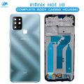 Infinix Hot 10 Housing Middle Frame With Side Button and Camera Lens Complete Body Casing Replacement For Hot 10 - Blue. 